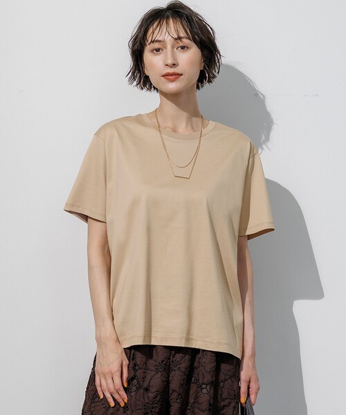 23区 L(ニジュウサンクオオキイサイズ)の「シルキータッチ ベーシック Tシャツ(Tシャツ/カットソー・レディース・グレー系/ホワイト系/ブラック系/ネイビー系/ダルブルー系/パイングリーン系/ピンク系/カーキ系/ベージュ系・44/46)」の4枚目の写真