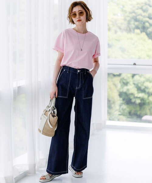 23区 L(ニジュウサンクオオキイサイズ)の「シルキータッチ ベーシック Tシャツ(Tシャツ/カットソー・レディース・グレー系/ホワイト系/ブラック系/ネイビー系/ダルブルー系/パイングリーン系/ピンク系/カーキ系/ベージュ系・44/46)」の15枚目の写真