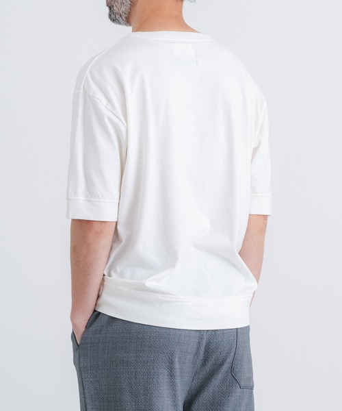 quadro(クオドロ)の「40/2マハバーラ天竺5分袖クルーネックプルオーバー(Tシャツ/カットソー・メンズ・ホワイト/グレー/チャコール・MEDIUM/LARGE)」の10枚目の写真
