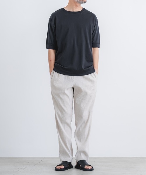 quadro(クオドロ)の「40/2マハバーラ天竺5分袖クルーネックプルオーバー(Tシャツ/カットソー・メンズ・ホワイト/グレー/チャコール・MEDIUM/LARGE)」の15枚目の写真