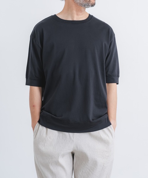 quadro(クオドロ)の「40/2マハバーラ天竺5分袖クルーネックプルオーバー(Tシャツ/カットソー・メンズ・ホワイト/グレー/チャコール・MEDIUM/LARGE)」の14枚目の写真