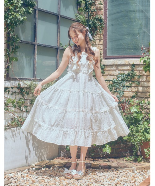 Lovely ribbon cotton lace long onepiece（ワンピース）｜mellfy