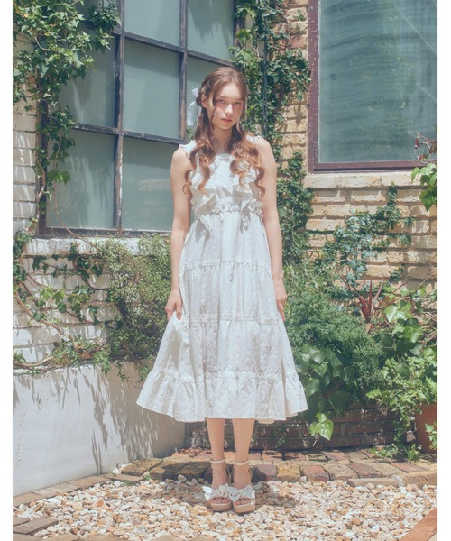 Lovely ribbon cotton lace long onepiece（ワンピース）｜mellfy