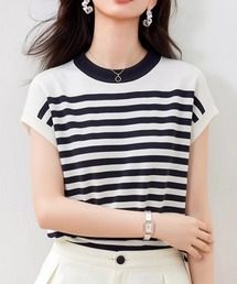 ハイネック ボーダー Tシャツ