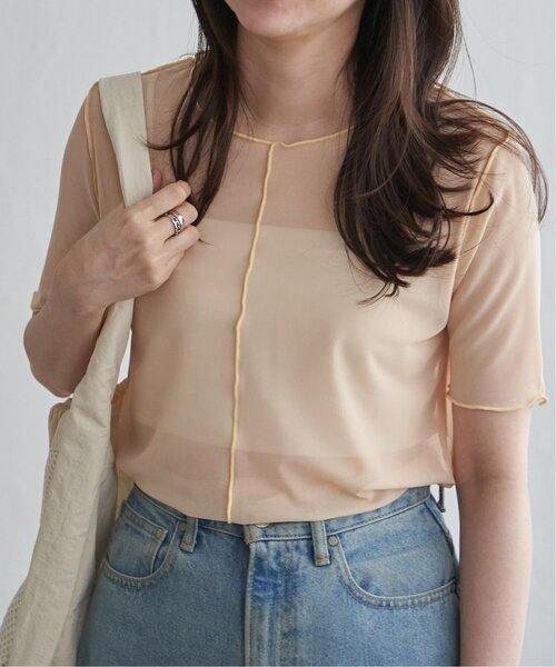 VENCEEXCHANGE(ヴァンスエクスチェンジ)の「シアーメロウ配色トップス(Tシャツ/カットソー・レディース・ブラック/イエロー/ブルー/アイボリー・FREE)」の4枚目の写真