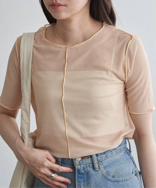 VENCEEXCHANGE(ヴァンスエクスチェンジ)の「シアーメロウ配色トップス(Tシャツ/カットソー・レディース・ブラック/イエロー/ブルー/アイボリー・FREE)」の6枚目の写真