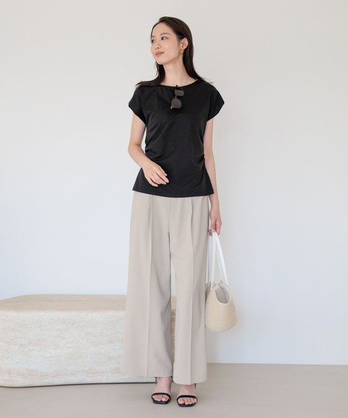 Andemiu(アンデミュウ)の「シャーリングカットソー/860431(Tシャツ/カットソー・レディース・オフホワイト/ブラック・FREE)」の18枚目の写真