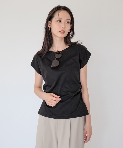 Andemiu(アンデミュウ)の「シャーリングカットソー/860431(Tシャツ/カットソー・レディース・オフホワイト/ブラック・FREE)」の20枚目の写真