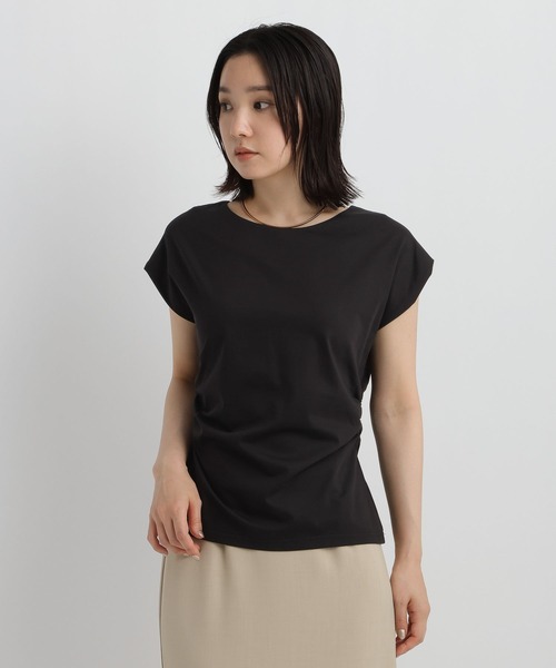 Andemiu(アンデミュウ)の「シャーリングカットソー/860431(Tシャツ/カットソー・レディース・オフホワイト/ブラック・FREE)」の14枚目の写真
