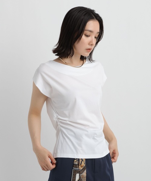 Andemiu(アンデミュウ)の「シャーリングカットソー/860431(Tシャツ/カットソー・レディース・オフホワイト/ブラック・FREE)」の13枚目の写真