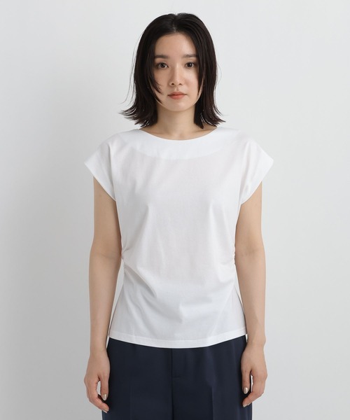 Andemiu(アンデミュウ)の「シャーリングカットソー/860431(Tシャツ/カットソー・レディース・オフホワイト/ブラック・FREE)」の12枚目の写真