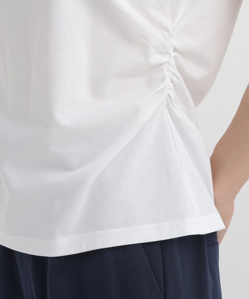 Andemiu(アンデミュウ)の「シャーリングカットソー/860431(Tシャツ/カットソー・レディース・オフホワイト/ブラック・FREE)」の7枚目の写真