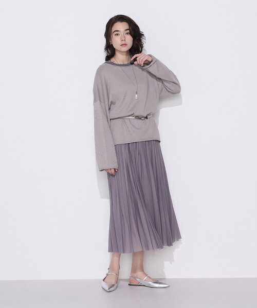 COMME CA Wardrobe(コムサワードローブ)の「〔 +サイズ 〕綿/ポリエステル天竺編 ニットプルオーバー(ニット/セーター・レディース・サックスブルー/ライトグレー・13号)」の3枚目の写真