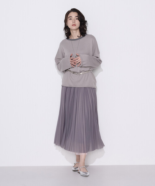 COMME CA Wardrobe(コムサワードローブ)の「〔 +サイズ 〕綿/ポリエステル天竺編 ニットプルオーバー(ニット/セーター・レディース・サックスブルー/ライトグレー・13号)」の4枚目の写真