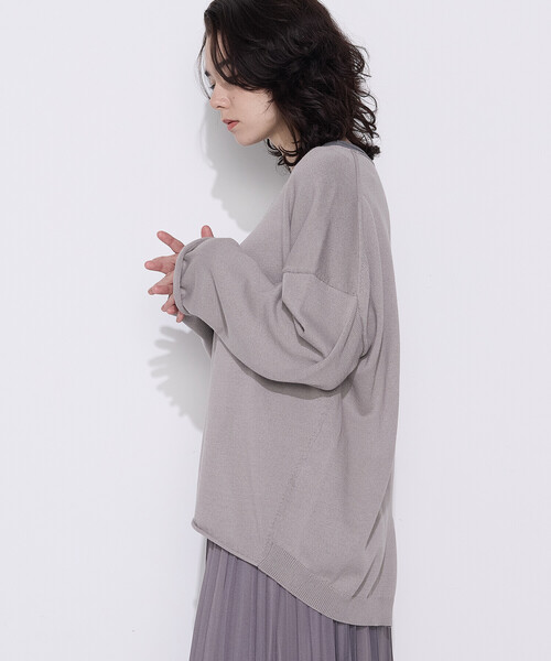COMME CA Wardrobe(コムサワードローブ)の「〔 +サイズ 〕綿/ポリエステル天竺編 ニットプルオーバー(ニット/セーター・レディース・サックスブルー/ライトグレー・13号)」の5枚目の写真