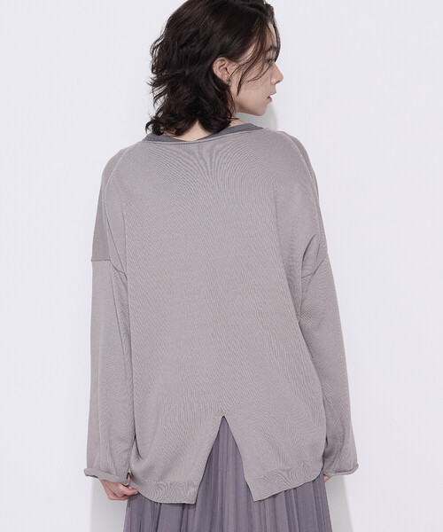 COMME CA Wardrobe(コムサワードローブ)の「〔 +サイズ 〕綿/ポリエステル天竺編 ニットプルオーバー(ニット/セーター・レディース・サックスブルー/ライトグレー・13号)」の6枚目の写真