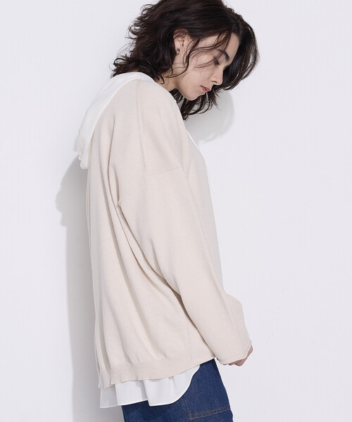 COMME CA Wardrobe(コムサワードローブ)の「〔 +サイズ 〕綿/ポリエステル天竺編 ニットプルオーバー(ニット/セーター・レディース・サックスブルー/ライトグレー・13号)」の10枚目の写真