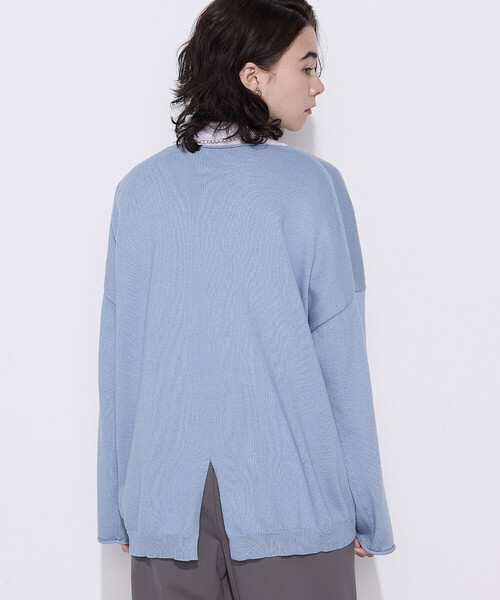 COMME CA Wardrobe(コムサワードローブ)の「〔 +サイズ 〕綿/ポリエステル天竺編 ニットプルオーバー(ニット/セーター・レディース・サックスブルー/ライトグレー・13号)」の18枚目の写真