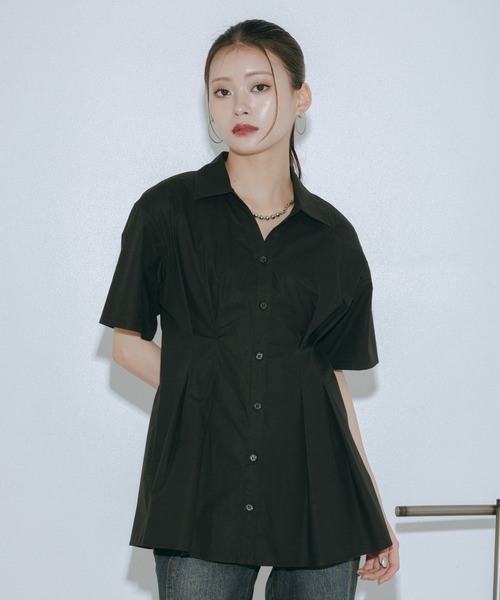 PAGEBOY(ページボーイ)の「ウエストタックシャツショートスリーブ(シャツ/ブラウス・レディース・ブルー系その他/ブラック・FREE)」の3枚目の写真