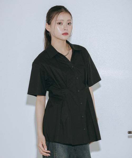 PAGEBOY(ページボーイ)の「ウエストタックシャツショートスリーブ(シャツ/ブラウス・レディース・ブルー系その他/ブラック・FREE)」の5枚目の写真