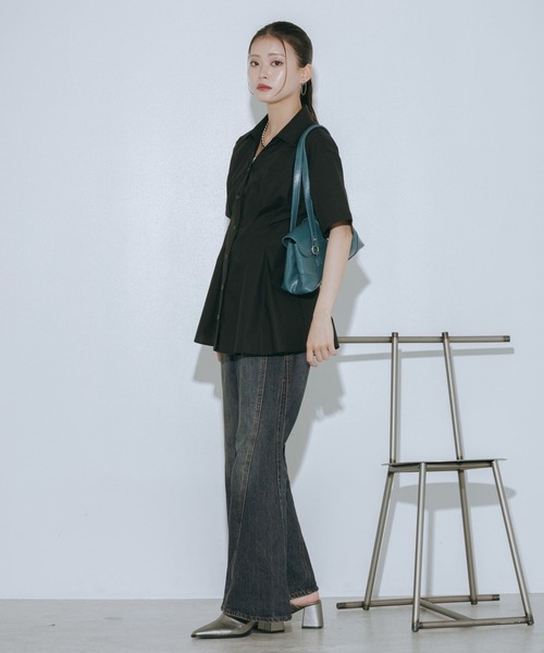 PAGEBOY(ページボーイ)の「ウエストタックシャツショートスリーブ(シャツ/ブラウス・レディース・ブルー系その他/ブラック・FREE)」の8枚目の写真