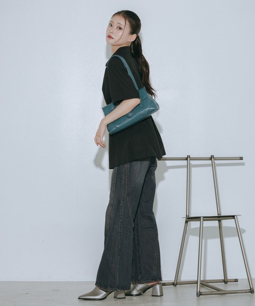 PAGEBOY(ページボーイ)の「ウエストタックシャツショートスリーブ(シャツ/ブラウス・レディース・ブルー系その他/ブラック・FREE)」の9枚目の写真