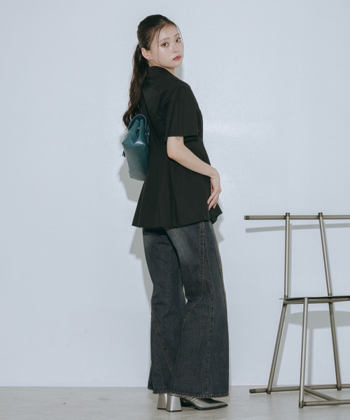 PAGEBOY(ページボーイ)の「ウエストタックシャツショートスリーブ(シャツ/ブラウス・レディース・ブルー系その他/ブラック・FREE)」の10枚目の写真