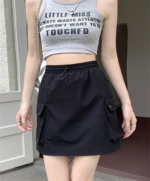 Dream garden(ドリームガーデン)の「ミニ丈カーゴスカート(スカート・レディース・カーキ/グレー/ブラック・L/M/S/3XL/XXL/XL)」の1枚目の写真