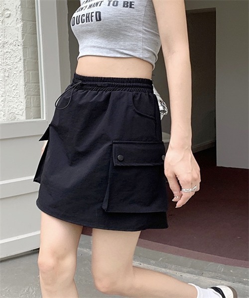 Dream garden(ドリームガーデン)の「ミニ丈カーゴスカート(スカート・レディース・カーキ/グレー/ブラック・L/M/S/3XL/XXL/XL)」の22枚目の写真