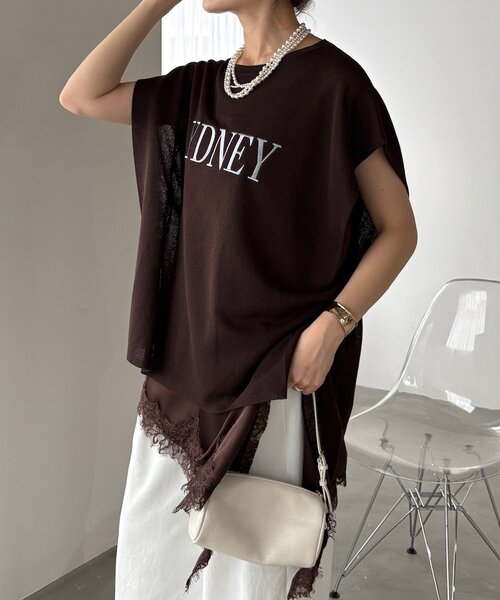 DouDou(ドゥドゥ)の「【WEB限定】ロゴチュニックニットトップス(ニット/セーター・レディース・ブラック/ベージュ/ブラウン・FREE)」の15枚目の写真