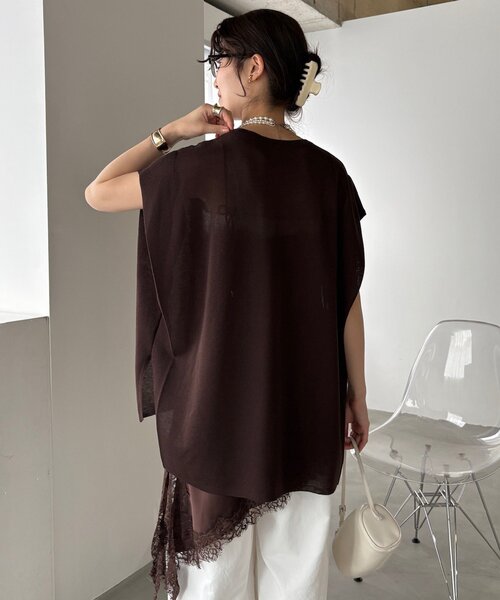 DouDou(ドゥドゥ)の「【WEB限定】ロゴチュニックニットトップス(ニット/セーター・レディース・ブラック/ベージュ/ブラウン・FREE)」の18枚目の写真