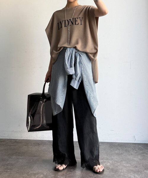 DouDou(ドゥドゥ)の「【WEB限定】ロゴチュニックニットトップス(ニット/セーター・レディース・ブラック/ベージュ/ブラウン・FREE)」の21枚目の写真