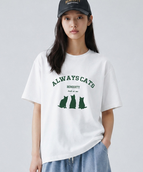BEMIGHTY（ビーマイティー）の「オールウェイズキャッツオーバーサイズ半袖Tシャツ[ブラック]（Tシャツ/カットソー・メンズ・その他・XX-LARGE/X-LARGE/LARGE）」の2枚目の写真