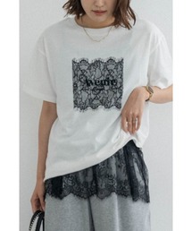 M.deux（エムドゥ）の「レースデザインロゴTシャツ（Tシャツ/カットソー）」