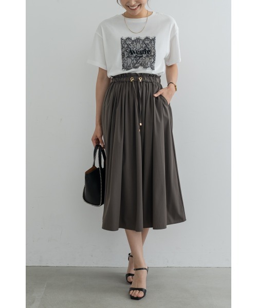 M.deux(エムドゥ)の「レースデザインロゴTシャツ(Tシャツ/カットソー・レディース・チャコールグレー/オフホワイト・MEDIUM)」の12枚目の写真