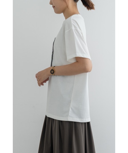 M.deux(エムドゥ)の「レースデザインロゴTシャツ(Tシャツ/カットソー・レディース・チャコールグレー/オフホワイト・MEDIUM)」の18枚目の写真