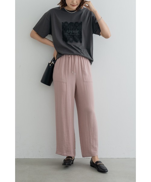 M.deux(エムドゥ)の「レースデザインロゴTシャツ(Tシャツ/カットソー・レディース・チャコールグレー/オフホワイト・MEDIUM)」の14枚目の写真