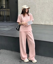 ラインストーントップスパンツセットアップ