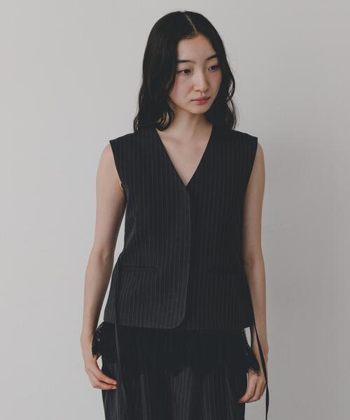 SENSE OF PLACE by URBAN RESEARCH(センスオブプレイスバイアーバンリサーチ)の「ピンストライプベルトツキジレ(ダウンベスト・レディース・ベージュ系その他/グレー系その他・ONE)」の2枚目の写真