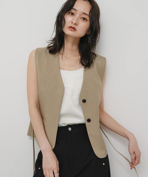 SENSE OF PLACE by URBAN RESEARCH(センスオブプレイスバイアーバンリサーチ)の「ピンストライプベルトツキジレ(ダウンベスト・レディース・ベージュ系その他/グレー系その他・ONE)」の12枚目の写真