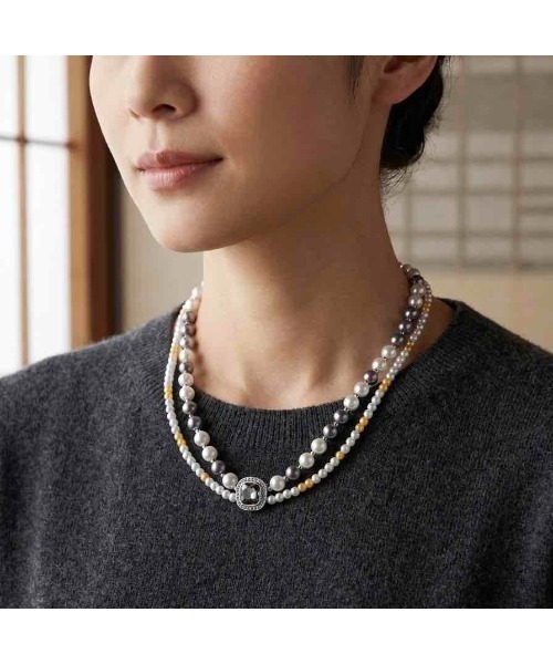 極上アクセサリー　ネックレス　268g 東S8-0506☆2F 88eighty-eight】ダブルパールビーズチェーンエレガントネックレス