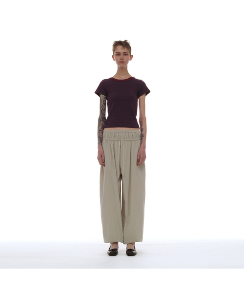 PARTIMENTO WOMEN(パルティメントウィメン)の「PWC コットンダブルウエストハレムパンツ_10カラー(その他パンツ・レディース・グレイッシュブルー/レモンイエロー/ブルーパープル/プラム/ホワイト/パープル/ピンク/ブラウン/カーキ/クリーム・SMALL/MEDIUM/LARGE)」の3枚目の写真