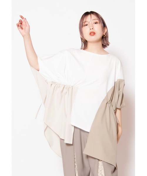 OSMOSIS(オズモーシス)の「ドロスト切替プルオーバー(Tシャツ/カットソー・レディース・ブラック/カーキ/ホワイト・ONE SIZE)」の2枚目の写真