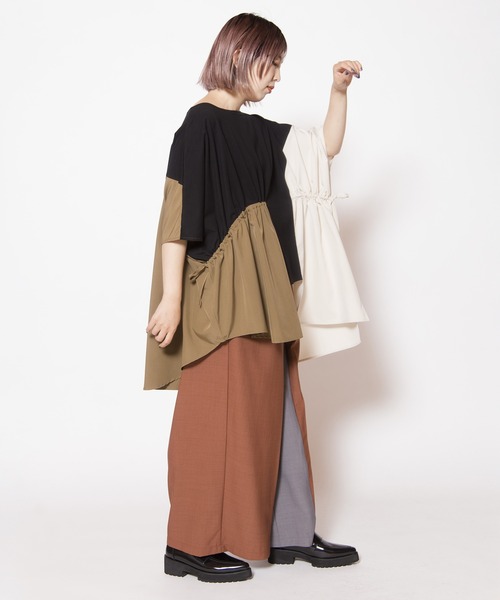 OSMOSIS(オズモーシス)の「ドロスト切替プルオーバー(Tシャツ/カットソー・レディース・ブラック/カーキ/ホワイト・ONE SIZE)」の17枚目の写真