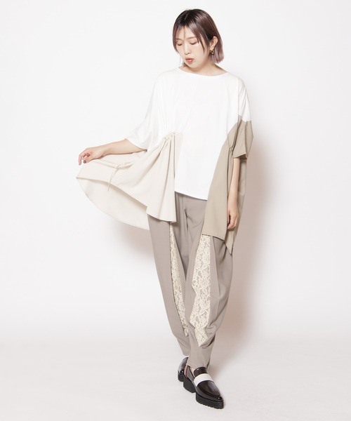 OSMOSIS(オズモーシス)の「ドロスト切替プルオーバー(Tシャツ/カットソー・レディース・ブラック/カーキ/ホワイト・ONE SIZE)」の9枚目の写真