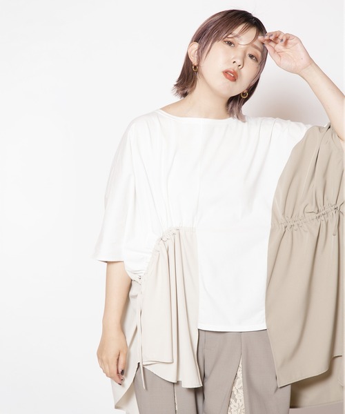 OSMOSIS(オズモーシス)の「ドロスト切替プルオーバー(Tシャツ/カットソー・レディース・ブラック/カーキ/ホワイト・ONE SIZE)」の10枚目の写真