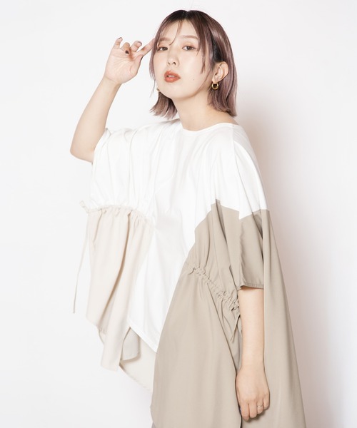 OSMOSIS(オズモーシス)の「ドロスト切替プルオーバー(Tシャツ/カットソー・レディース・ブラック/カーキ/ホワイト・ONE SIZE)」の11枚目の写真