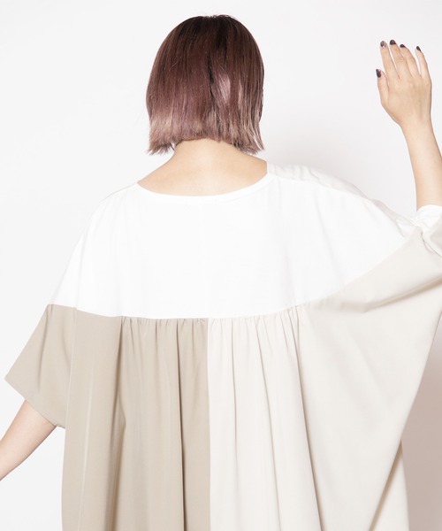 OSMOSIS(オズモーシス)の「ドロスト切替プルオーバー(Tシャツ/カットソー・レディース・ブラック/カーキ/ホワイト・ONE SIZE)」の12枚目の写真