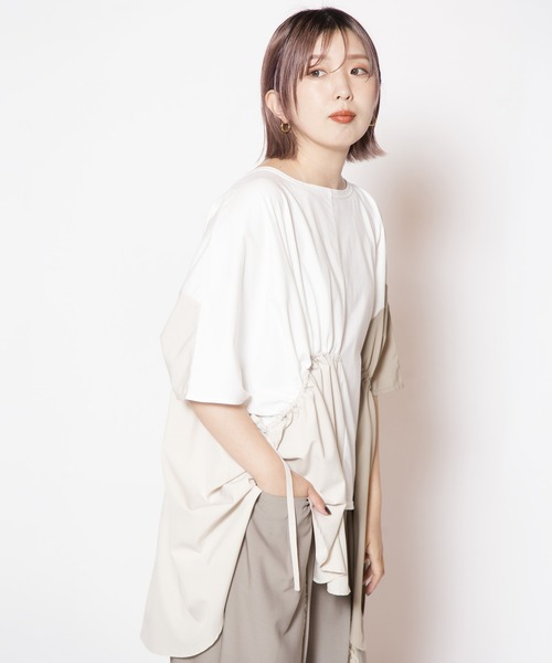 OSMOSIS(オズモーシス)の「ドロスト切替プルオーバー(Tシャツ/カットソー・レディース・ブラック/カーキ/ホワイト・ONE SIZE)」の13枚目の写真