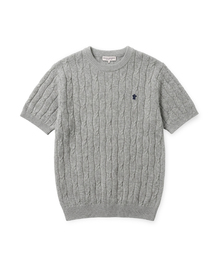 HIGH-TWIST LINEN CABLE S/S KNIT (GREY)